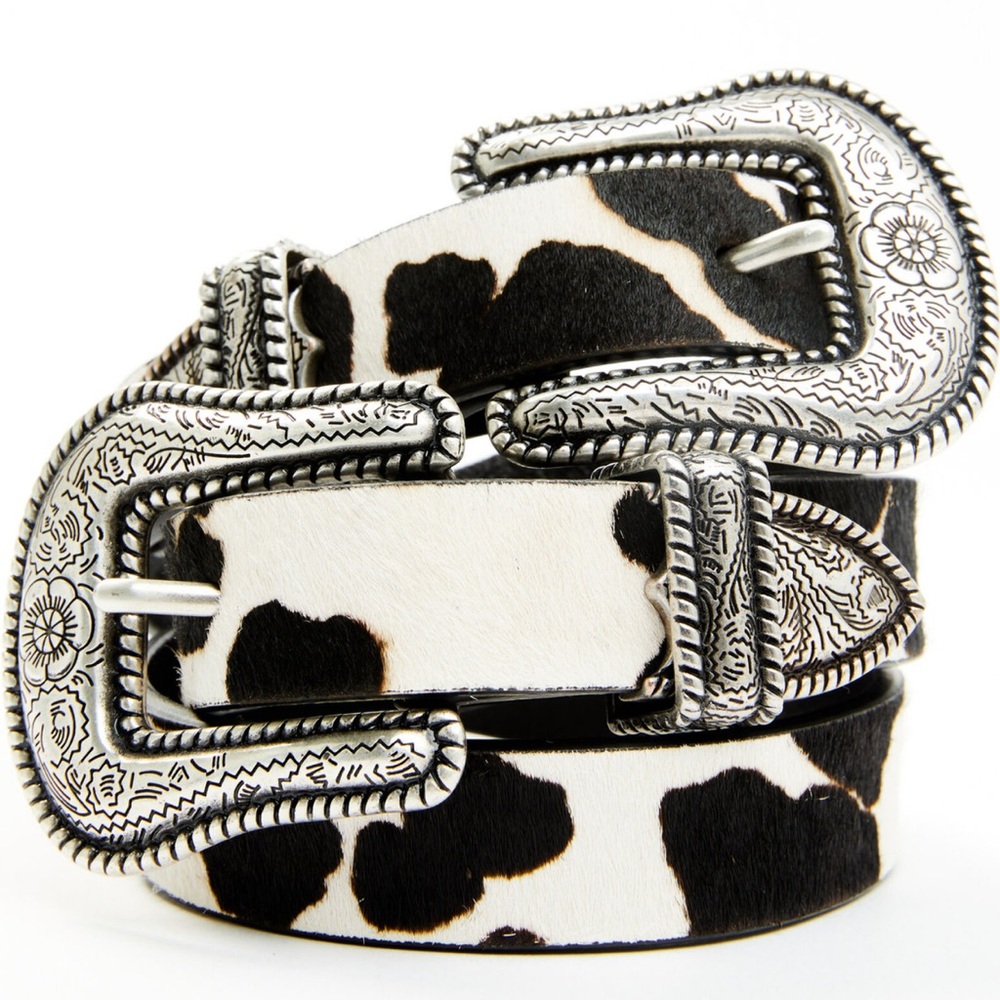 Cowprint Double buckle belt
